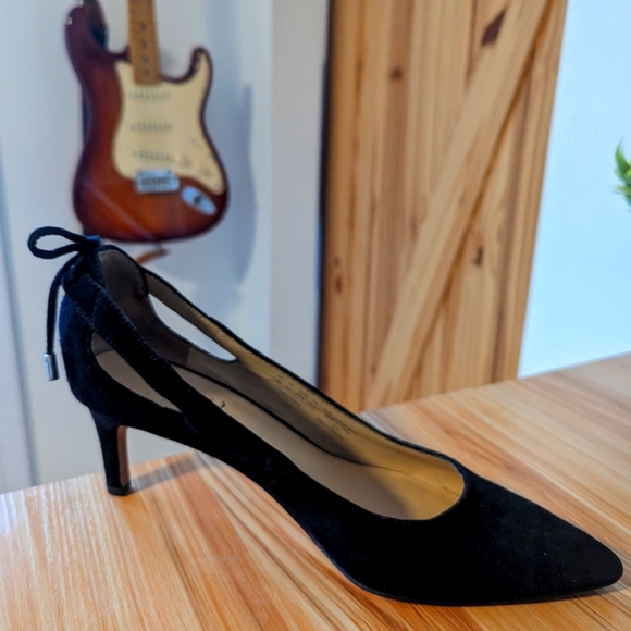 Elegant black suede pointed high heel (kitten) Franco Sarto shoes 7.5/37.5 - Picture 5 of 5